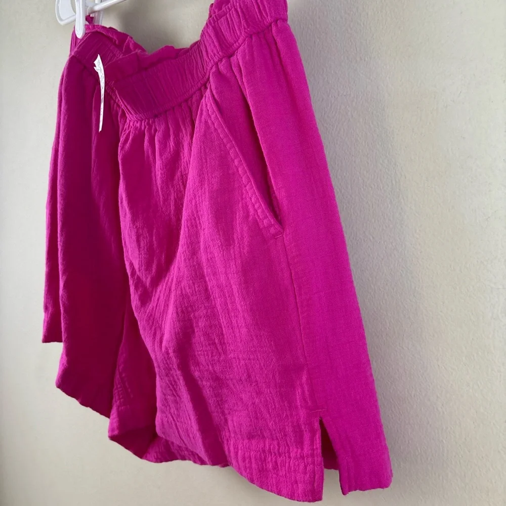 NWT J. Crew hot pink elastic waist/pull on gauze shorts size small cute & comfy - Picture 4 of 5